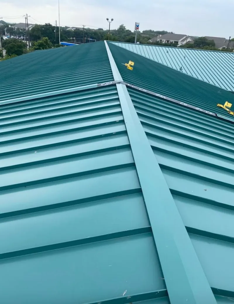 Green commercial metal roof ridge and valley for Metal Roof Repair in Shillington